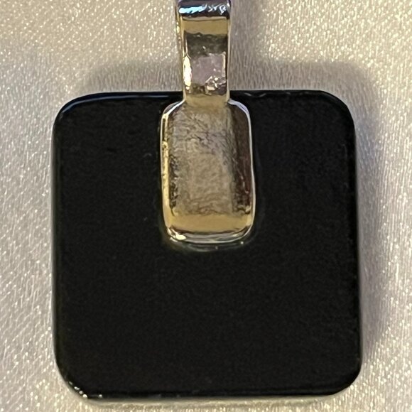 Deep Blue Dichroic Glass Angel Silhouette Pendant • 1” Square - Picture 2 of 6